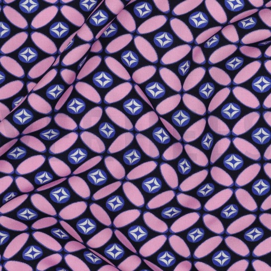 LENZING™ ECOVERO™ RETRO MARINEBLAU / HELLROSA #7