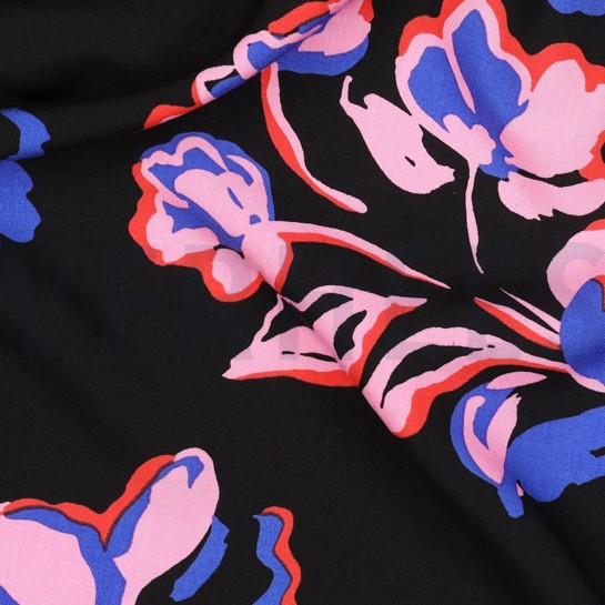 LENZING™ ECOVERO™ BLOEMEN ZWART #7