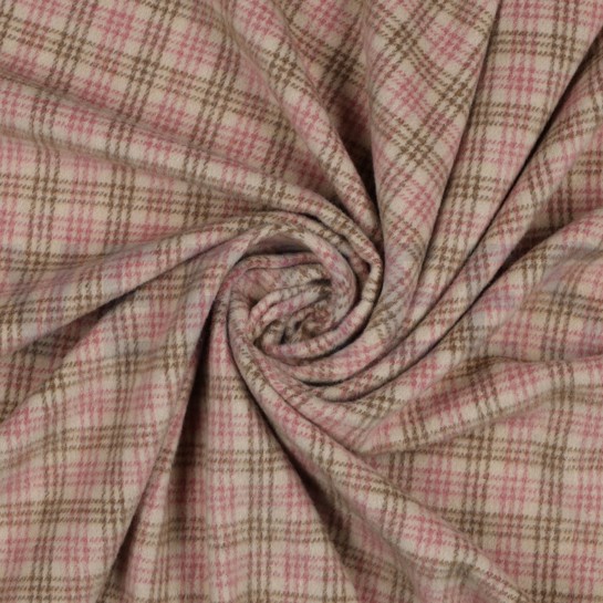 GEBORSTELDE MANTELSTOF RUITEN ZAND / LICHTROZE #7