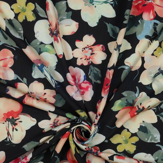 VISCOSE RADIANCE DIGITAAL BLOEMEN ZWART #7