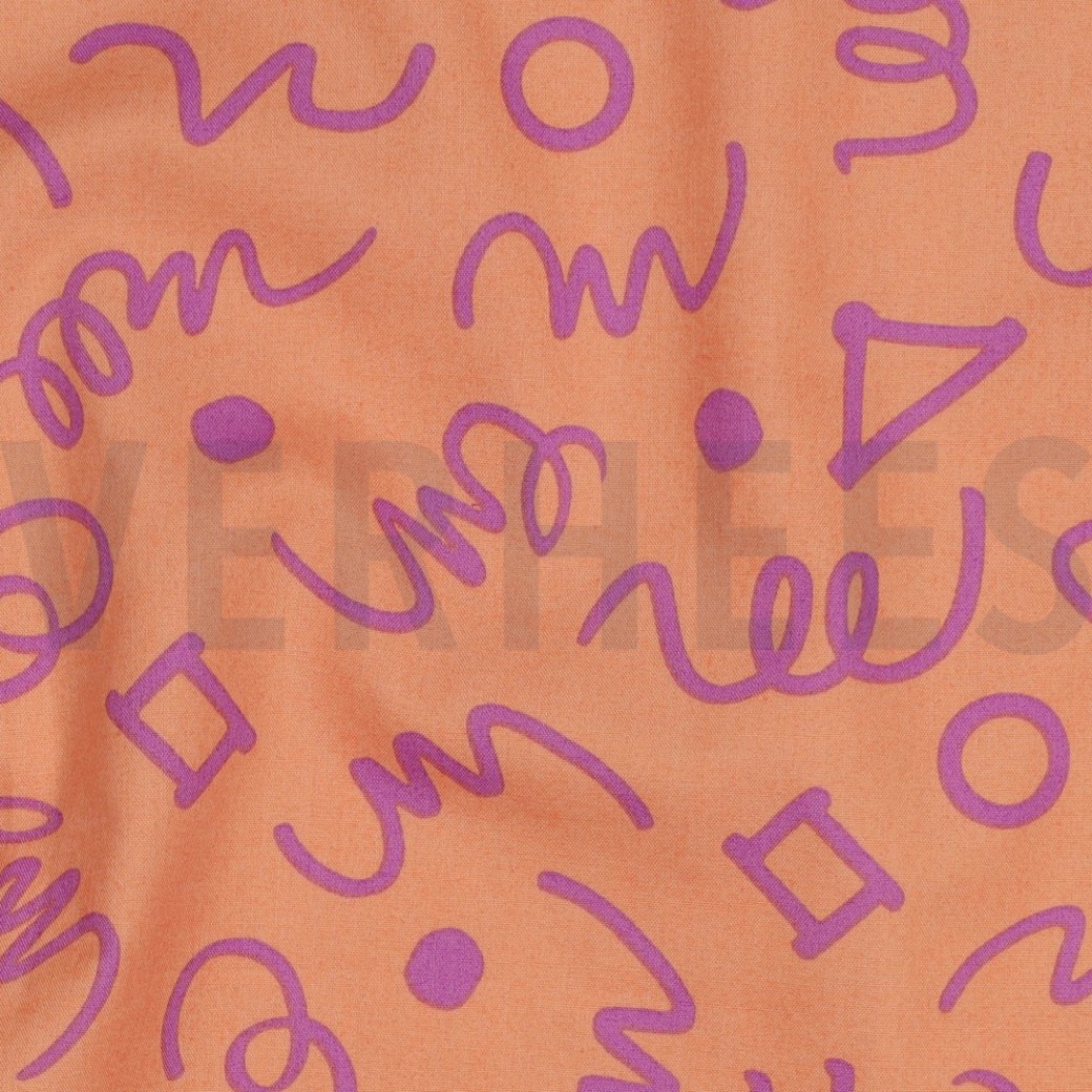 FINE POPLIN GEOMETRICS PEACH/ PURPLE #2