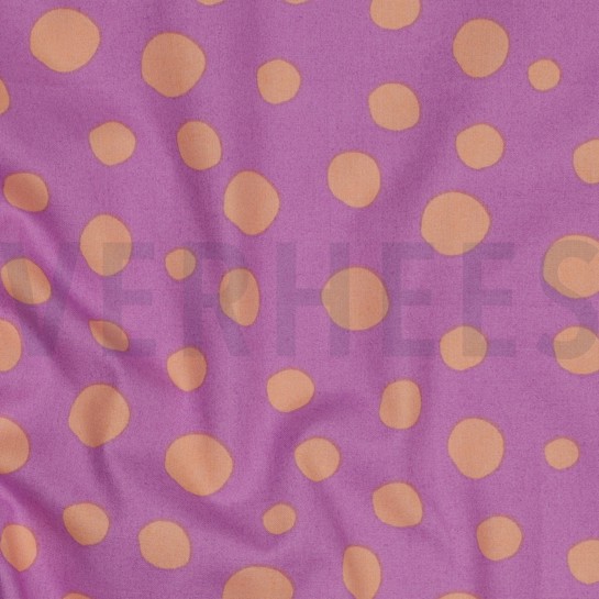 KATOENEN POPLIN GEOMETRISCH PERZIK / PAARS #7