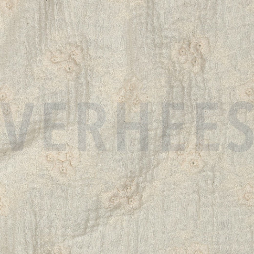 DOUBLE GAUZE EMBROIDERY FLOWERS NATURAL #2