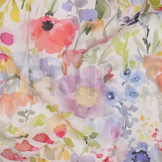 COTTON VOILE DIGITAL FLOWERS MULTICOLOUR #7