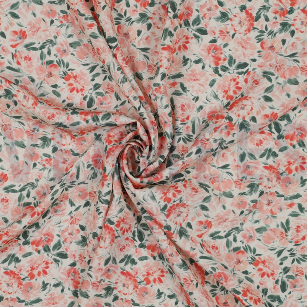 RADIANCE DIGITAL FLOWERS ECRU/ CORAL #2