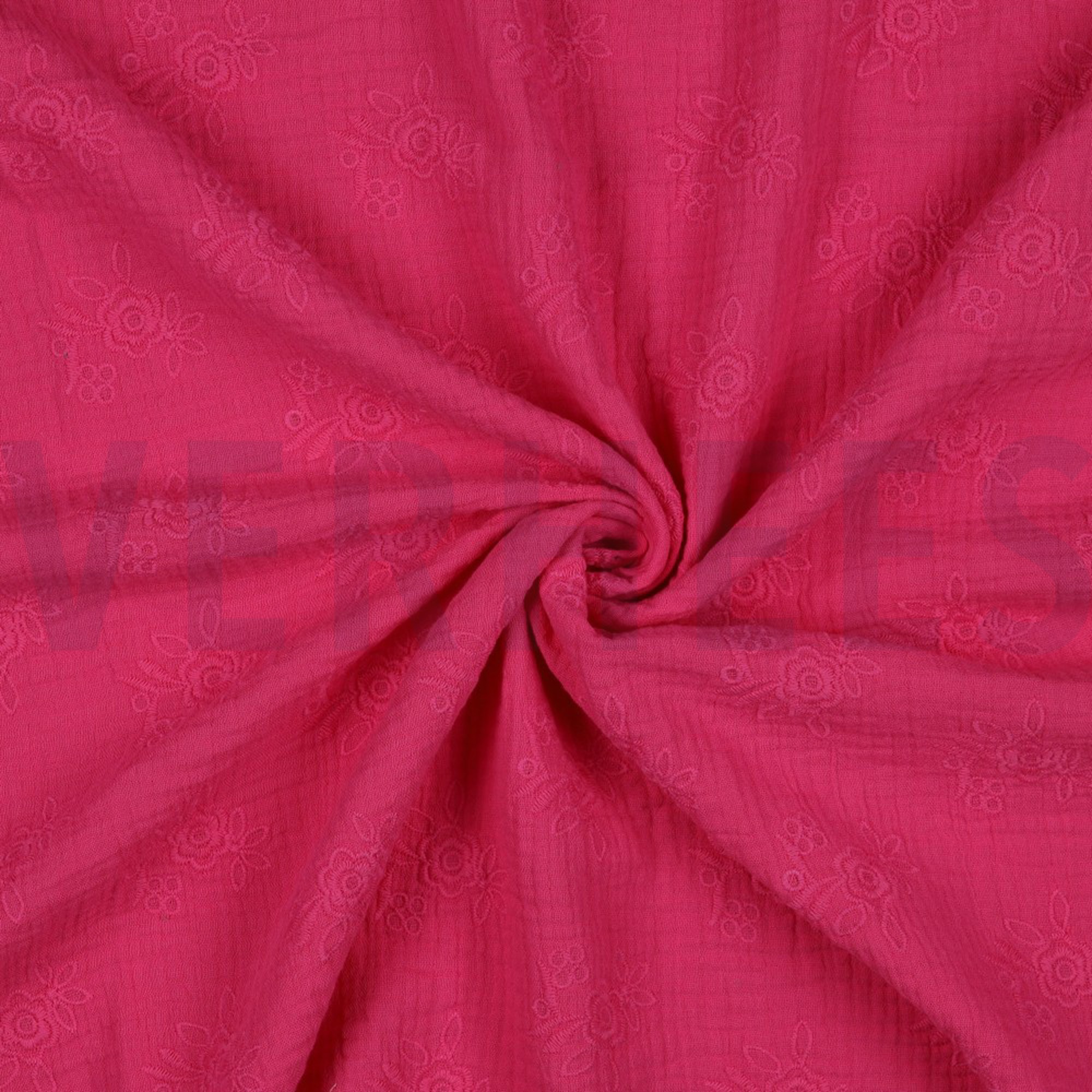 DOUBLE GAUZE EMBROIDERY FLOWERS FUCHSIA (high resolution) #2