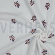 DOUBLE GAUZE EMBROIDERY LEAVES WHITE (thumbnail) #2
