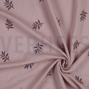 DOUBLE GAUZE EMBROIDERY LEAVES LILAC (thumbnail) #2