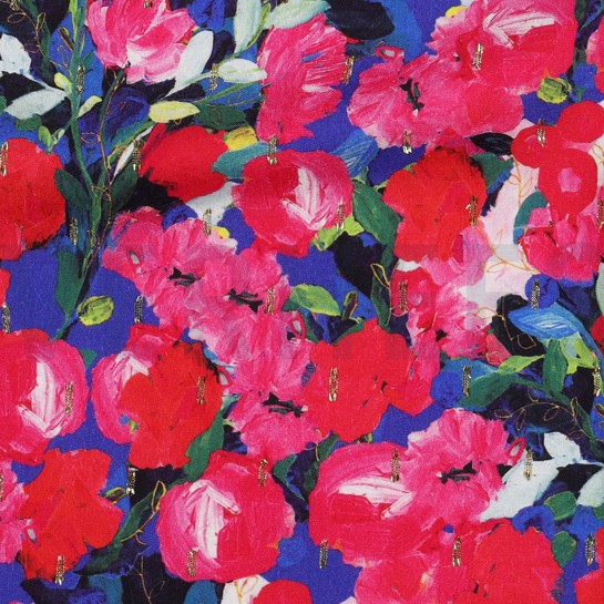 VISKOSE LUREX DIGITAL BLUMEN ROSA #7