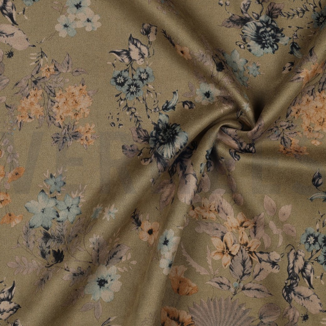 SUEDE STRETCH FLOWERS LIGHT GREEN #2