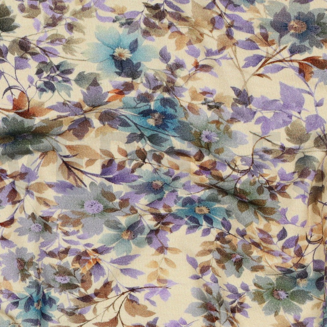 VISCOSE JERSEY DIGITAL FLOWERS SAND #2