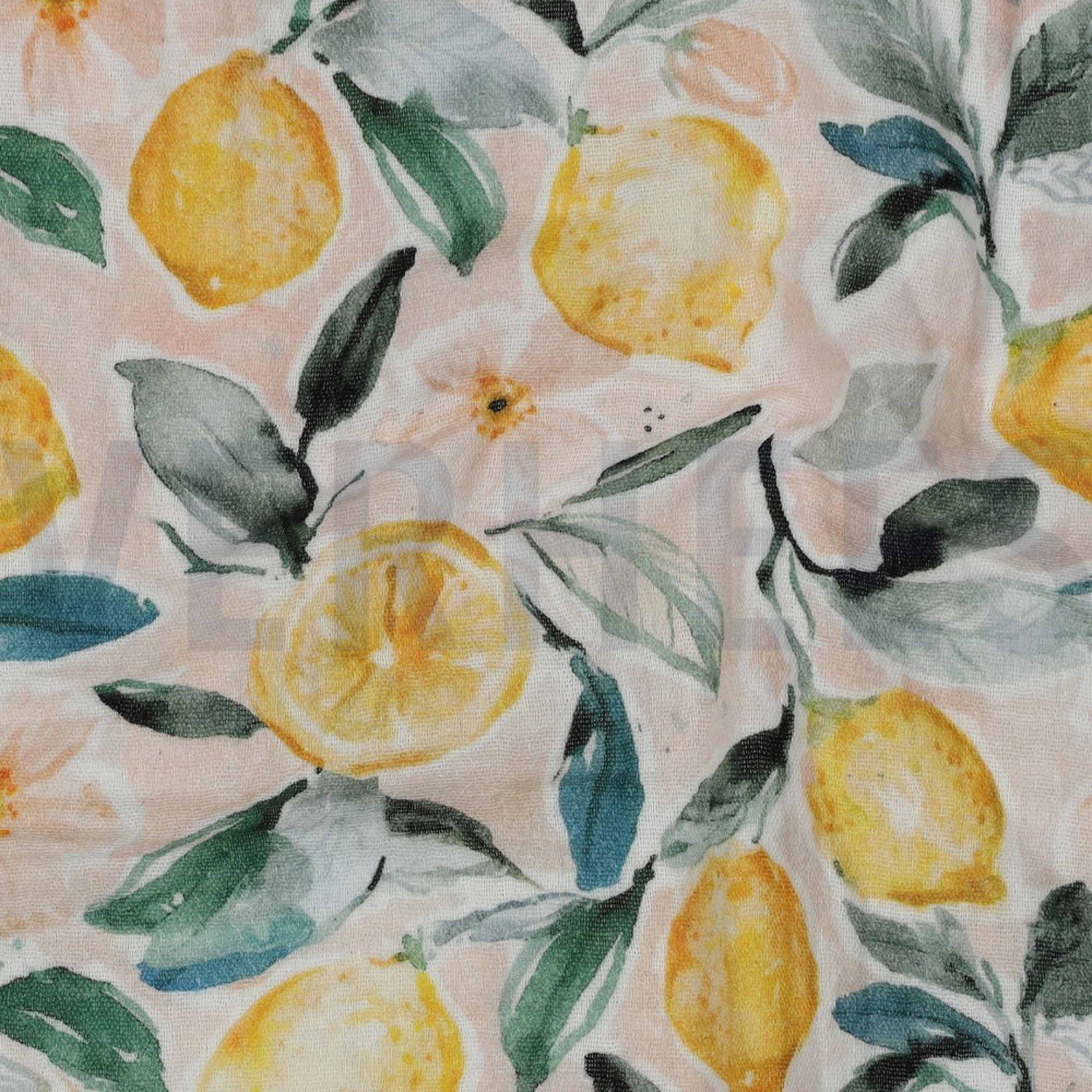 DOUBLE GAUZE DIGITAL LEMONS PEACH (high resolution) #2