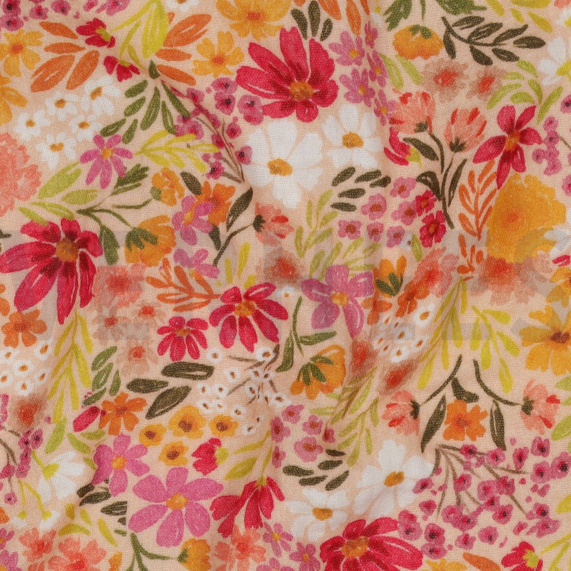 DOUBLE GAUZE DIGITAL FLOWERS PEACH (high resolution) #2