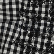 COTTON CHECKS ONE-SIDE BORDER ONE-SIDE SCALLOP BLACK / WHITE (thumbnail) #2
