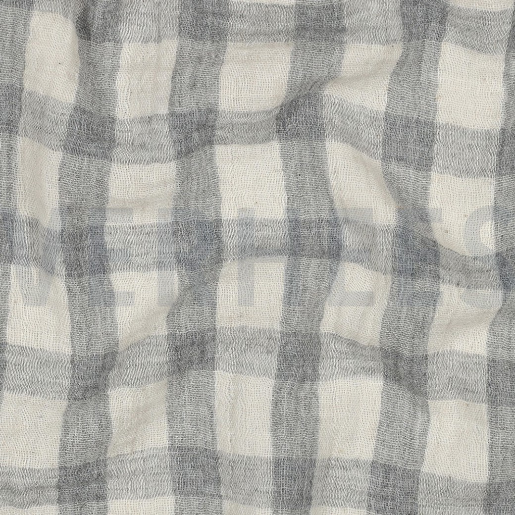 DOUBLE GAUZE LINEN YARN DYED CHECKS GREY / NATURAL #2