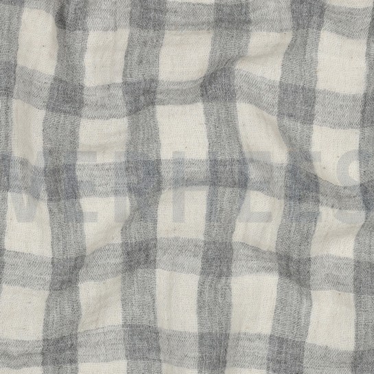 DOUBLE GAUZE LINEN YARN DYED CHECKS GREY / NATURAL #7