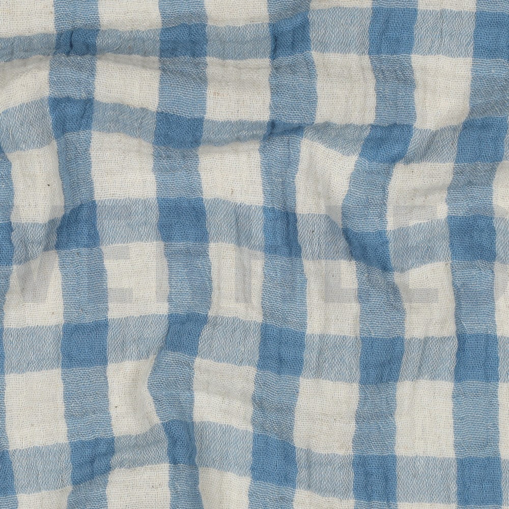 DOUBLE GAUZE LINEN YARN DYED CHECKS LIGHT BLUE / NATURAL (high resolution) #2