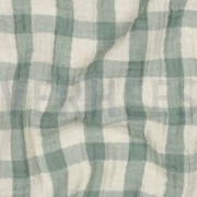 DOUBLE GAUZE LINEN YARN DYED CHECKS SAGE / NATURAL (thumbnail) #2