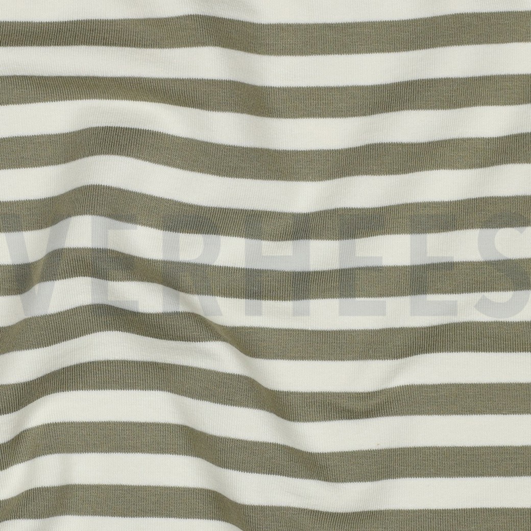 FRENCH TERRY YARN DYED STRIPES MOSS GREEN / OFF WHITE #2