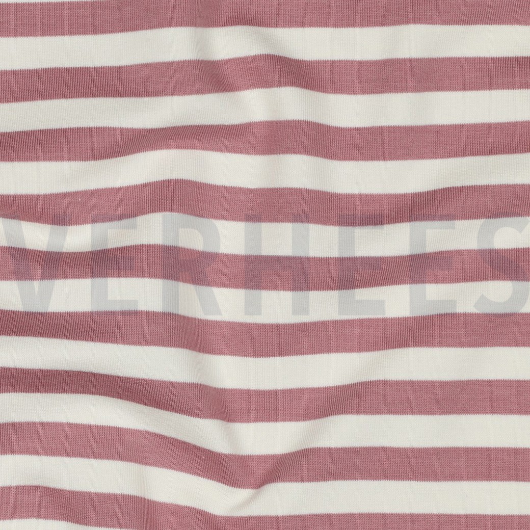 FRENCH TERRY YARN DYED STRIPES DARK ROSE #2