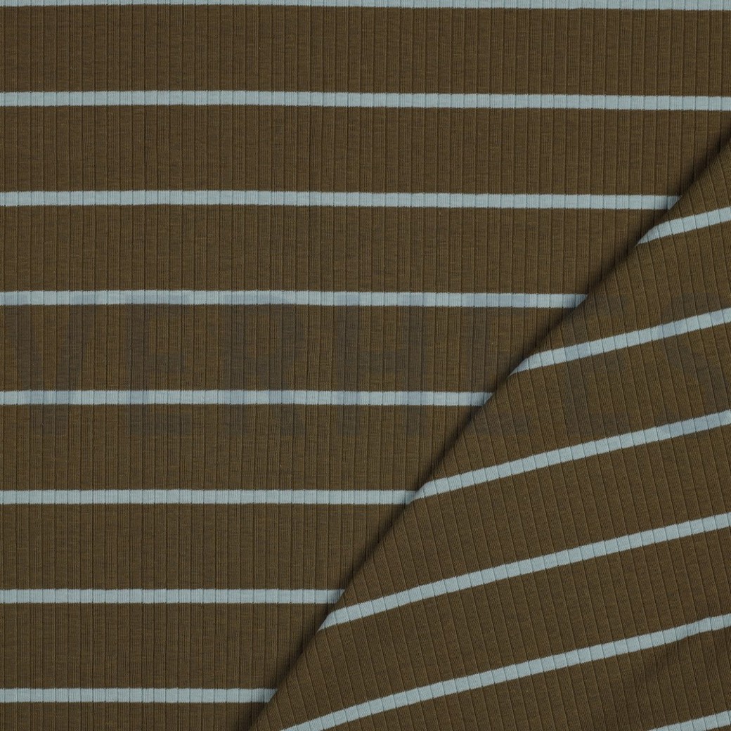 RIB YARN DYED STRIPES ARMY GREEN / MINT #2