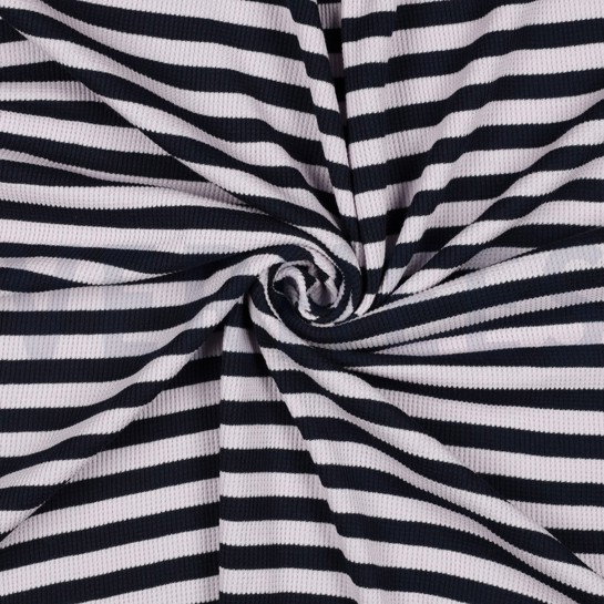 WAFFLE YARN DYED STRIPES NAVY / LILAC #7