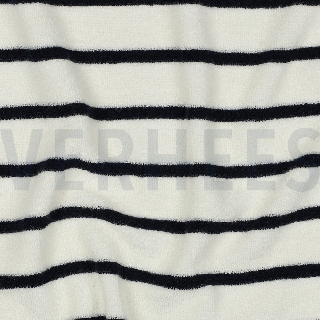 COTTON TOWELLING YARN DYED STRIPES ECRU / DARK BLUE #2