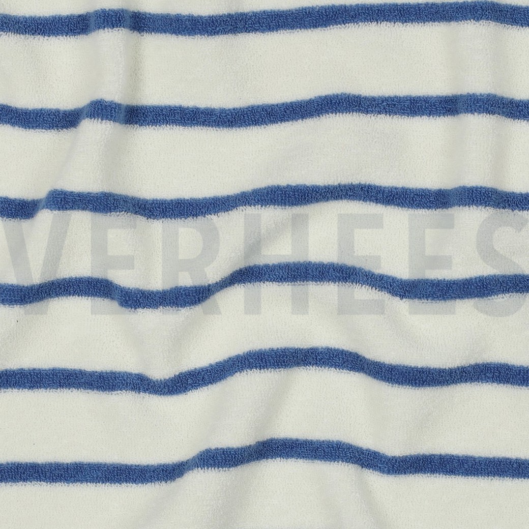 COTTON TOWELLING YARN DYED STRIPES ECRU / LIGHT BLUE #2