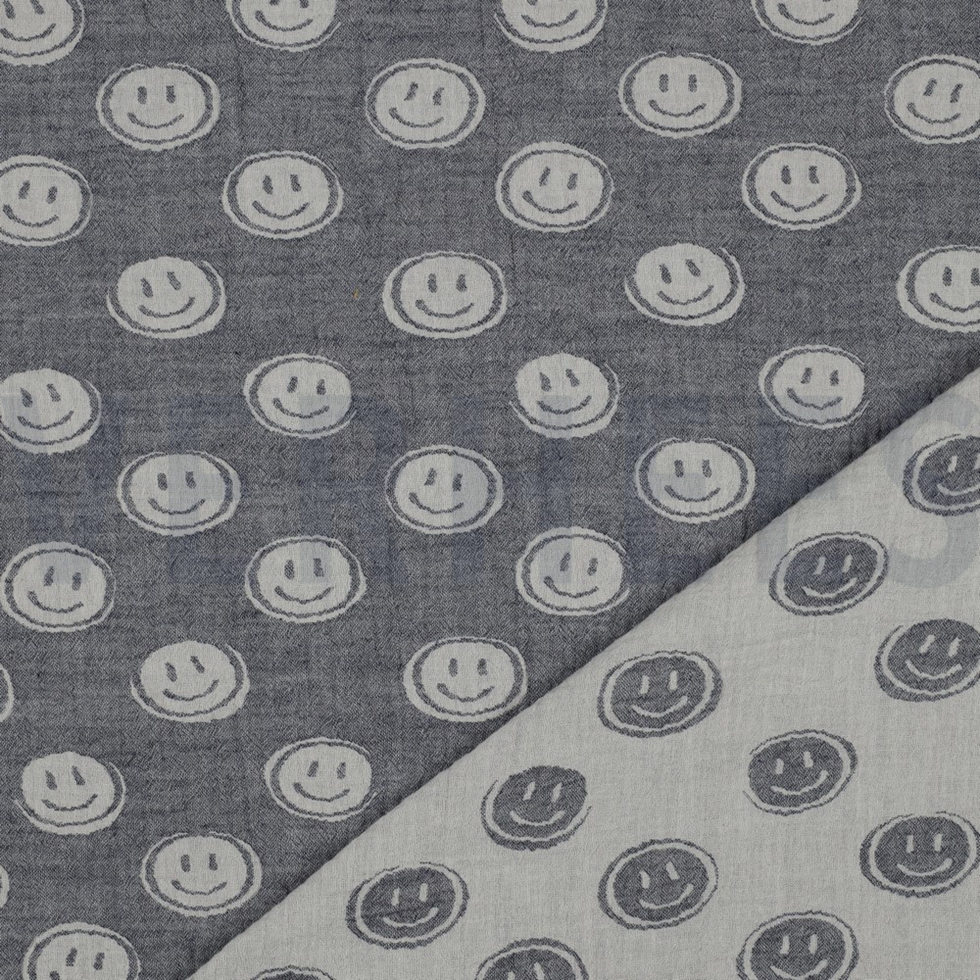 DOUBLE GAUZE JACQUARD SMILEY NAVY / ECRU (high resolution) #2