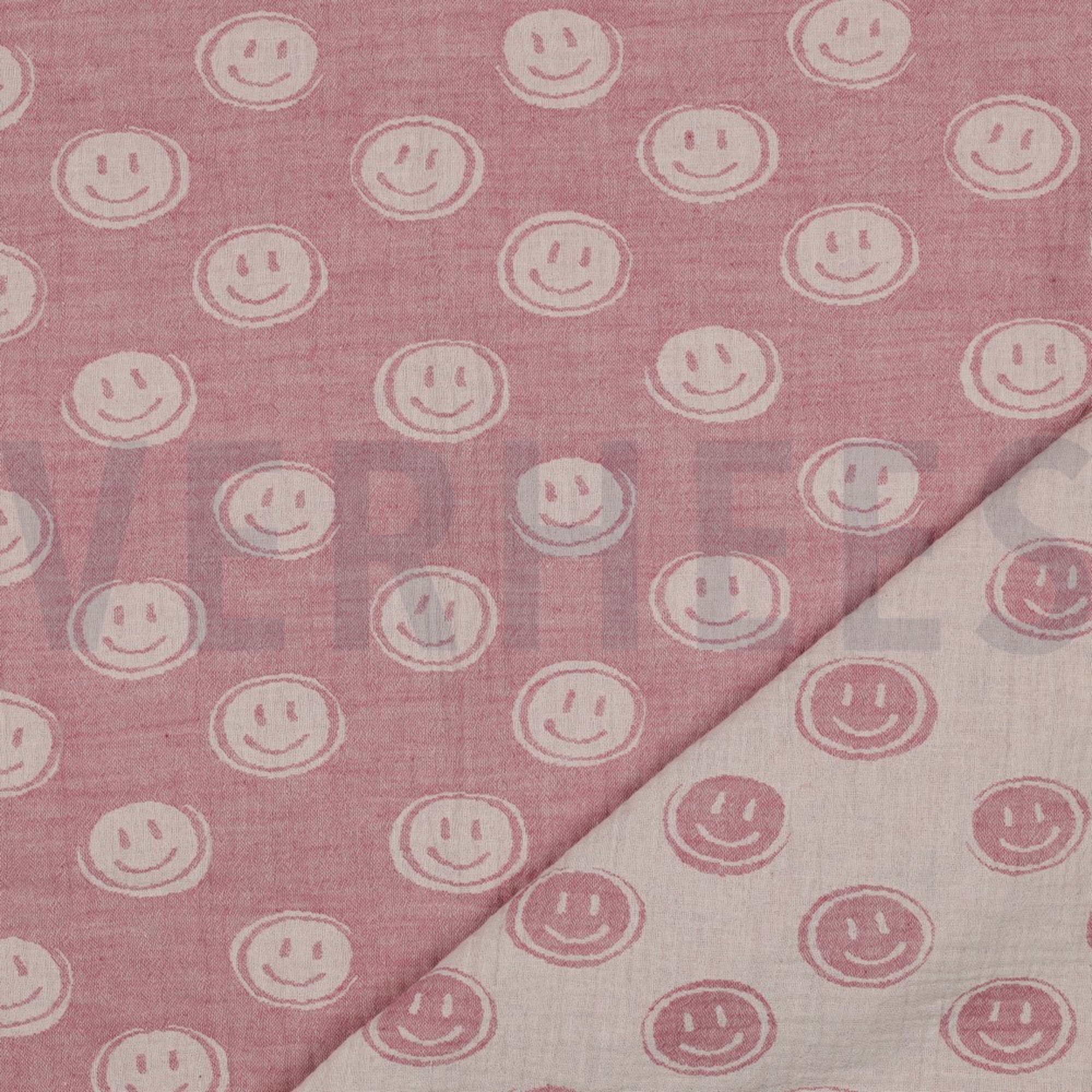 DOUBLE GAUZE JACQUARD SMILEY PINK / ECRU (high resolution) #2