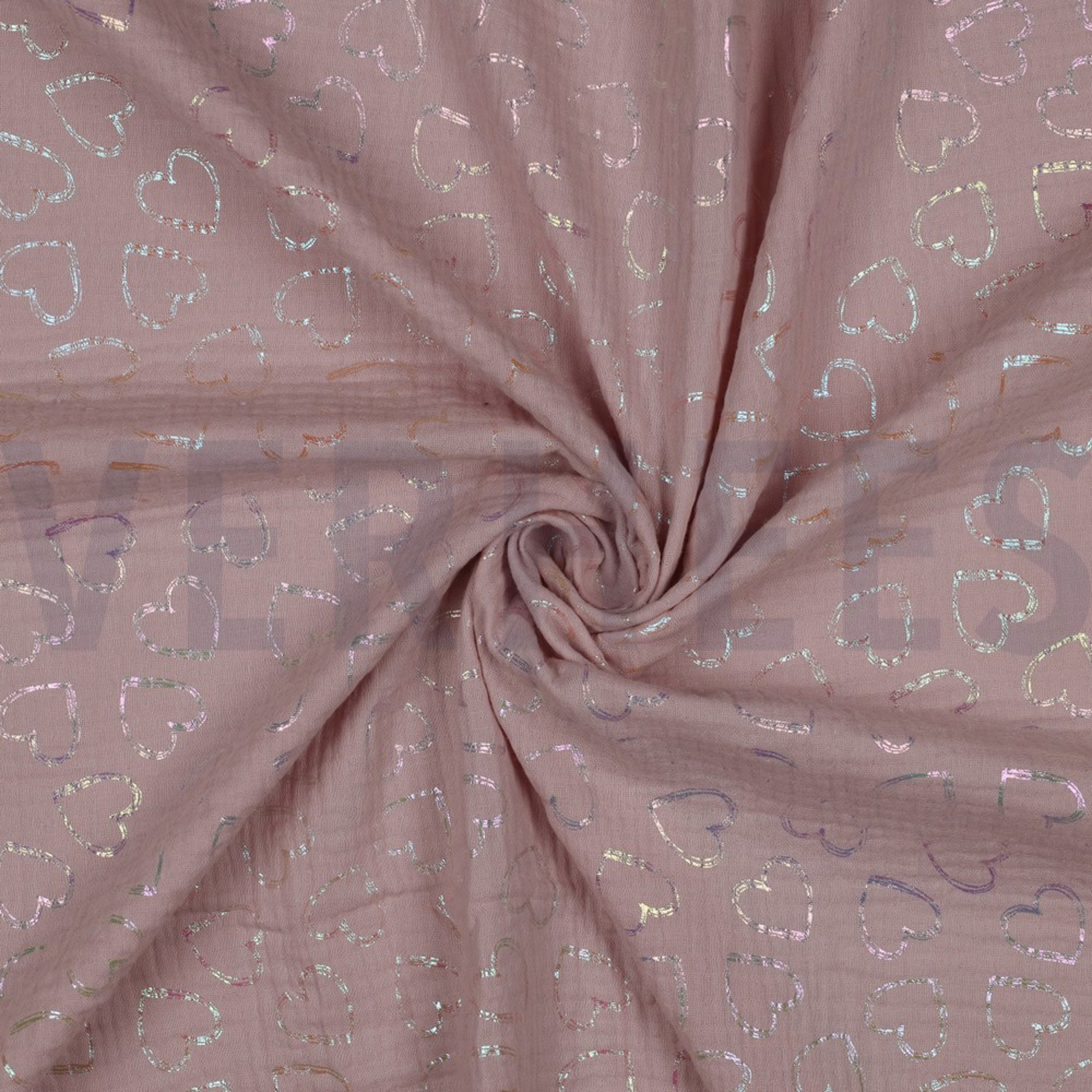 DOUBLE GAUZE FOIL HEARTS SOFT ROSE (high resolution) #2