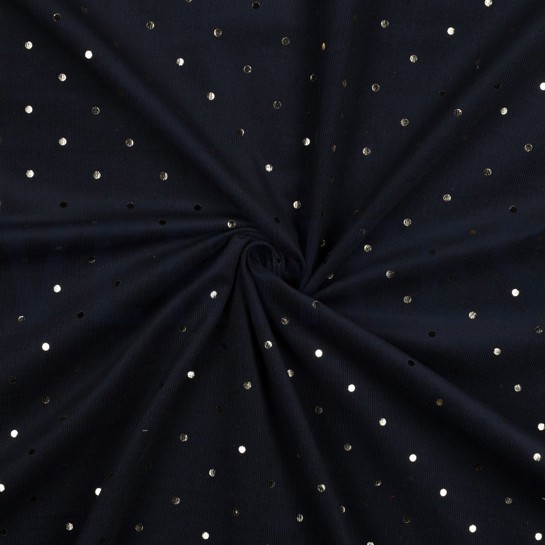 VELOURS MILLERAIES OR FEUILLE POINTS BLEU MARINE #7