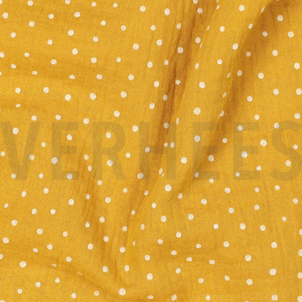 DOUBLE GAUZE LITTLE DOTS OCHRE #2
