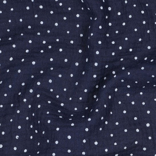 DOUBLE GAUZE LITTLE DOTS NAVY #7