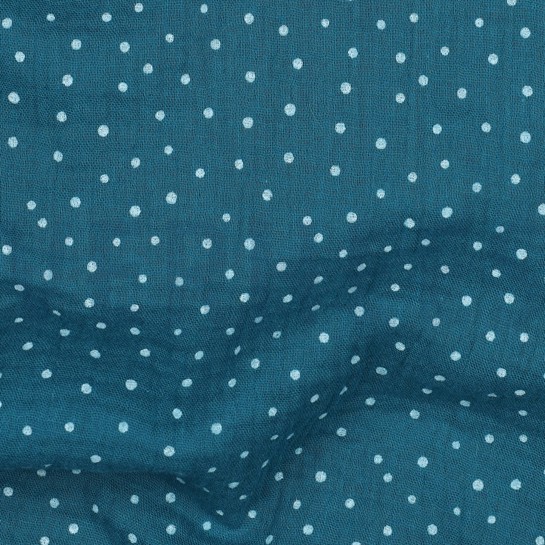 DOUBLE GAUZE LITTLE DOTS PETROL #7