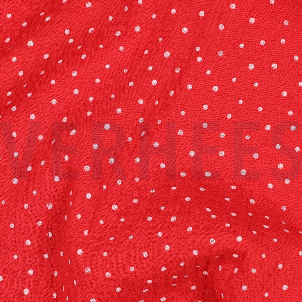 DOUBLE GAUZE LITTLE DOTS RED #2