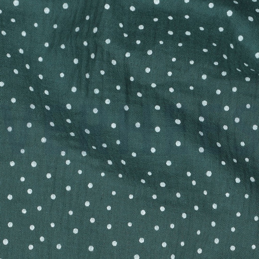 DOUBLE GAUZE LITTLE DOTS DARK GREEN #2