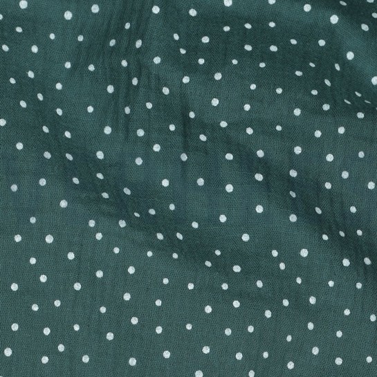MUSSELIN KLEINE PUNKTE DUNKELGRÜN #7
