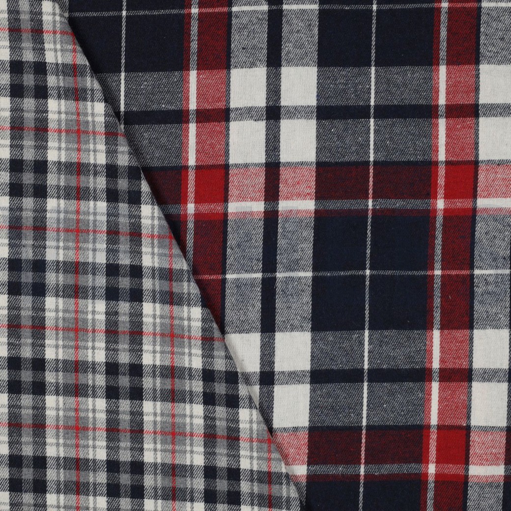 BRUSHED CHECKS YARN DYED NAVY/ECRU/RED #2