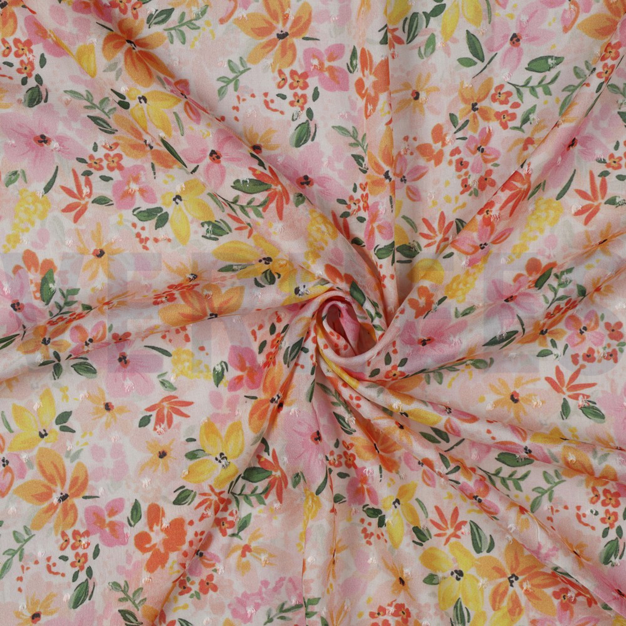 VISCOSE DOBBY DIGITAL FLOWERS WHITE (high resolution) #2