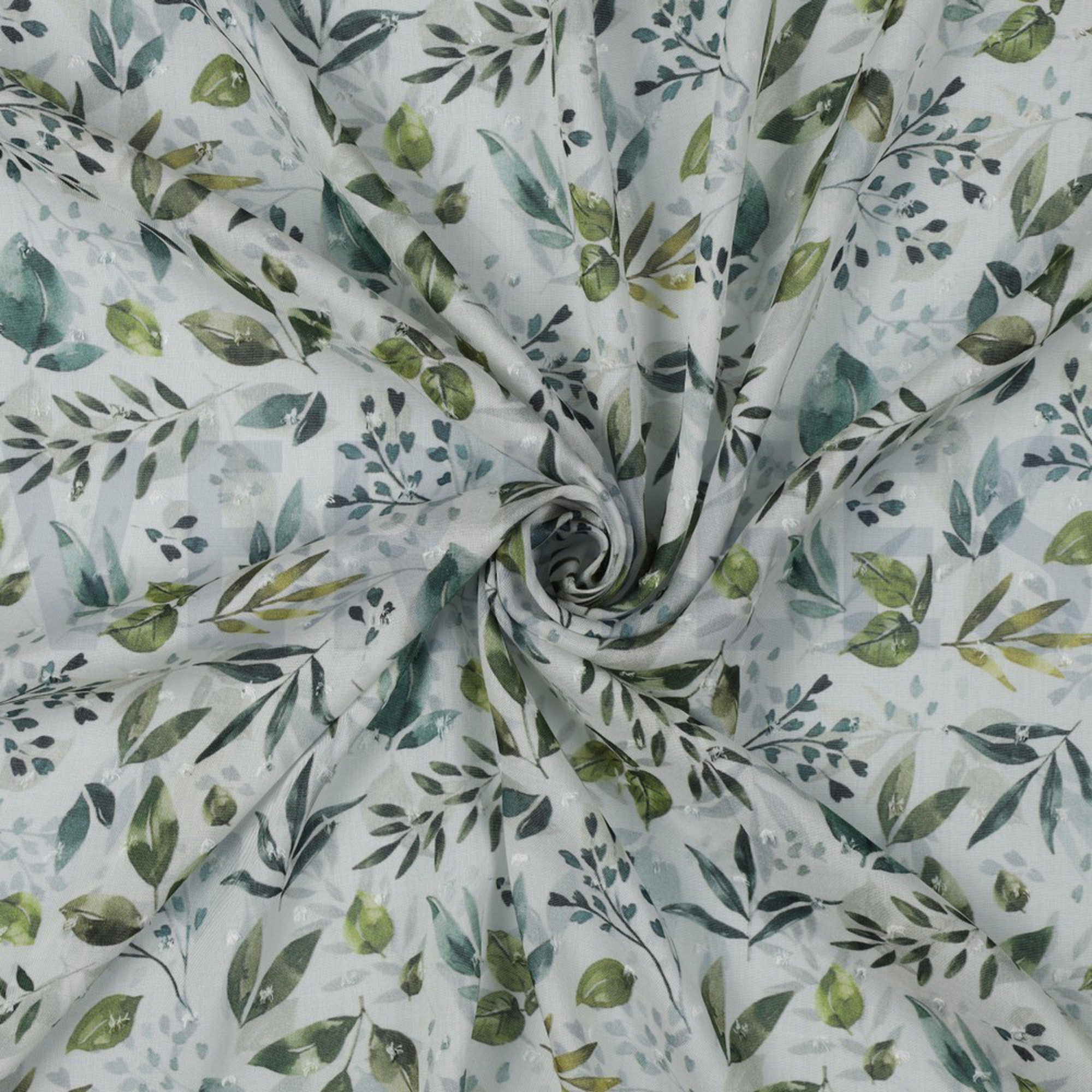 VISCOSE DOBBY DIGITAL LEAVES WHITE (high resolution) #2