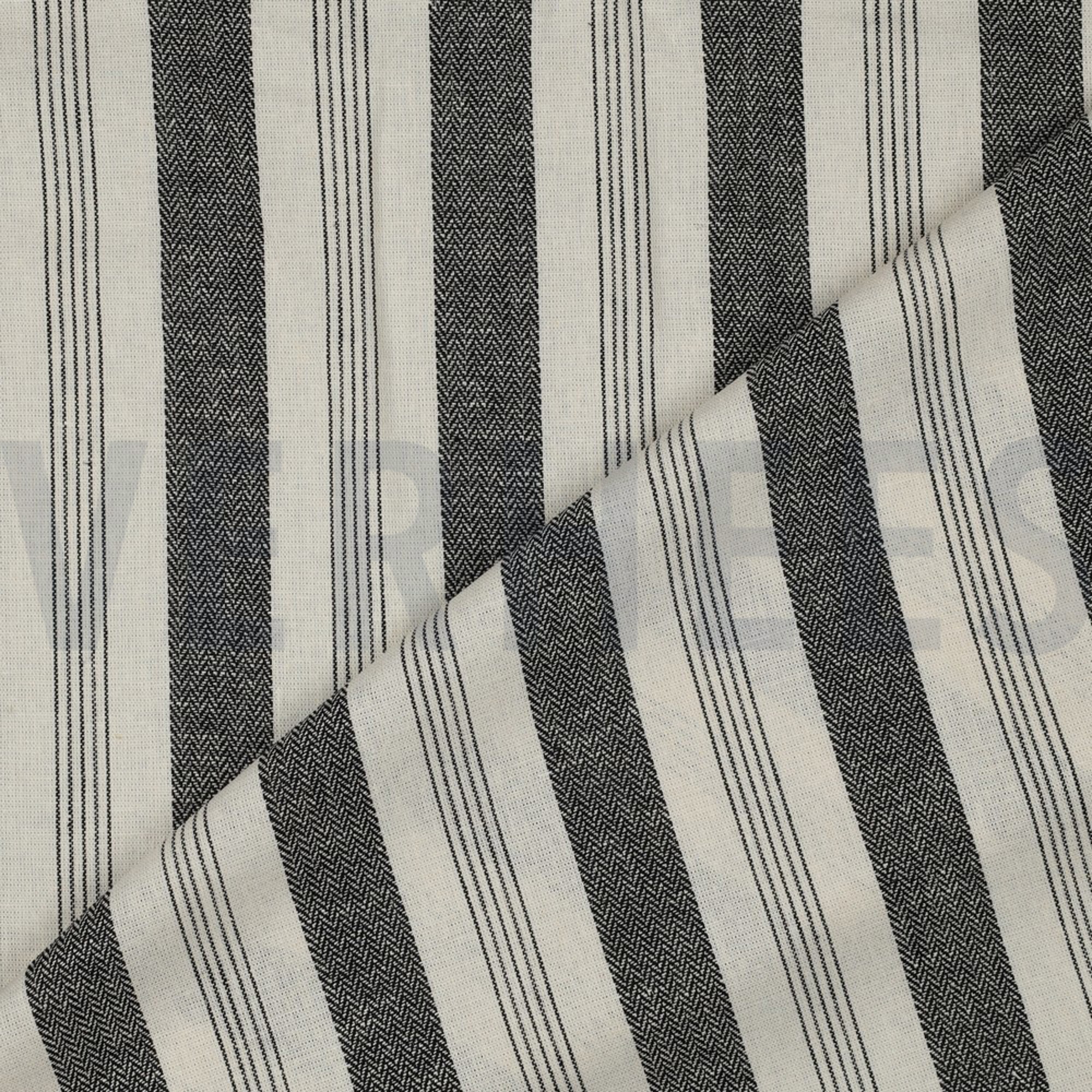 LINEN VISCOSE YARN DYED STRIPES BLACK (high resolution) #2