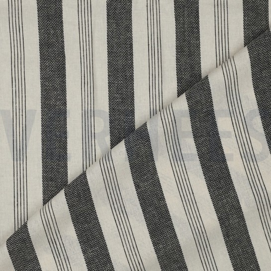 LINEN VISCOSE YARN DYED STRIPES BLACK #7