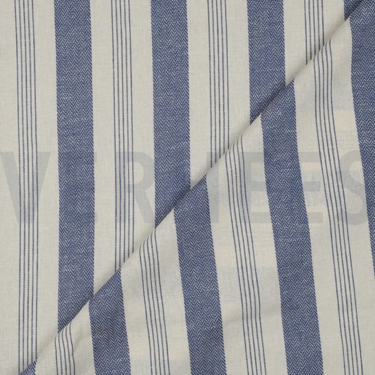 LEINEN VISKOSE GARNGEFÄRBTE STREIFEN BLAU #7