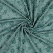 COTTON VOILE EMBROIDERY FLOWERS OLD GREEN (thumbnail) #2