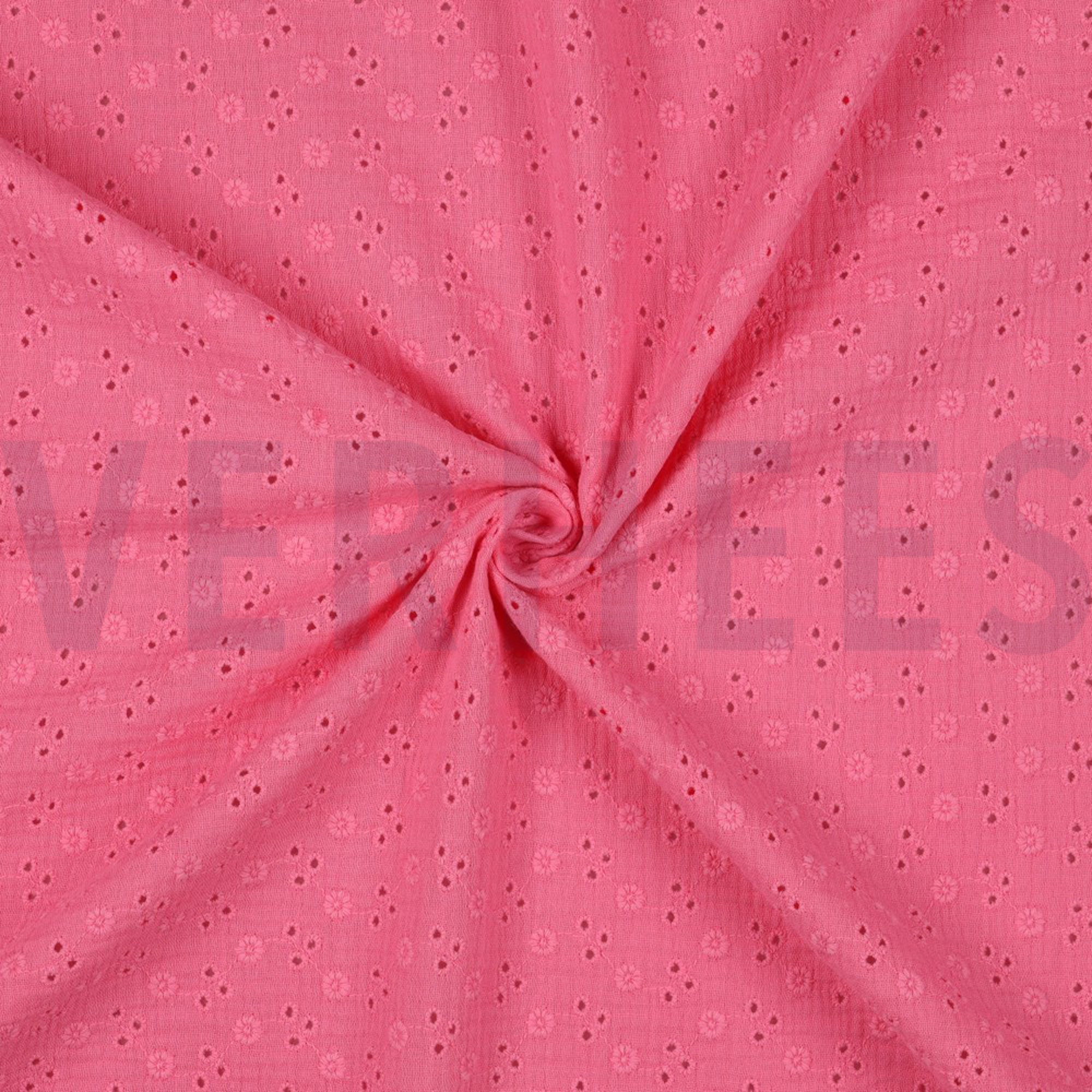 DOUBLE GAUZE EMBROIDERY FLOWERS PINK (high resolution) #2