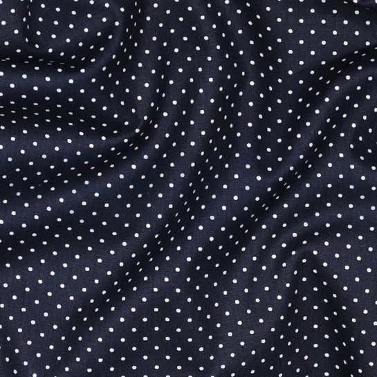 KATOENEN POPLIN KLEINE STIPPEN MARINEBLAUW #7