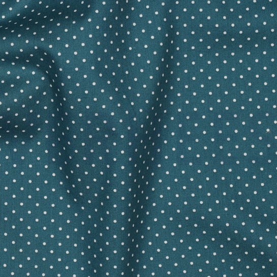 BAUMWOLLE POPELINE KLEINE PUNKTE PETROL #7