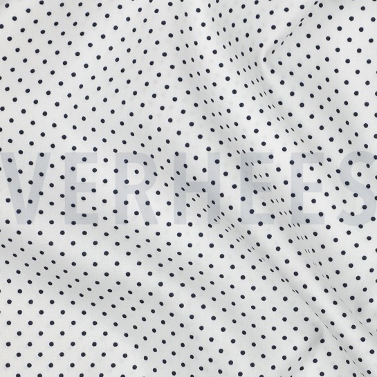 KATOENEN POPLIN KLEINE STIPPEN WIT / DONKERBLAUW #7