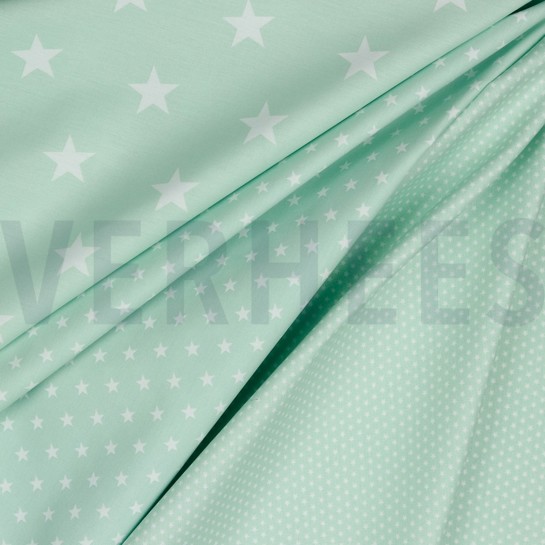 KATOENEN POPLIN STERREN MINT #7